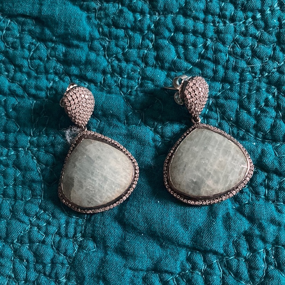 Silver (925) & Light Aqua Blue Post Earrings